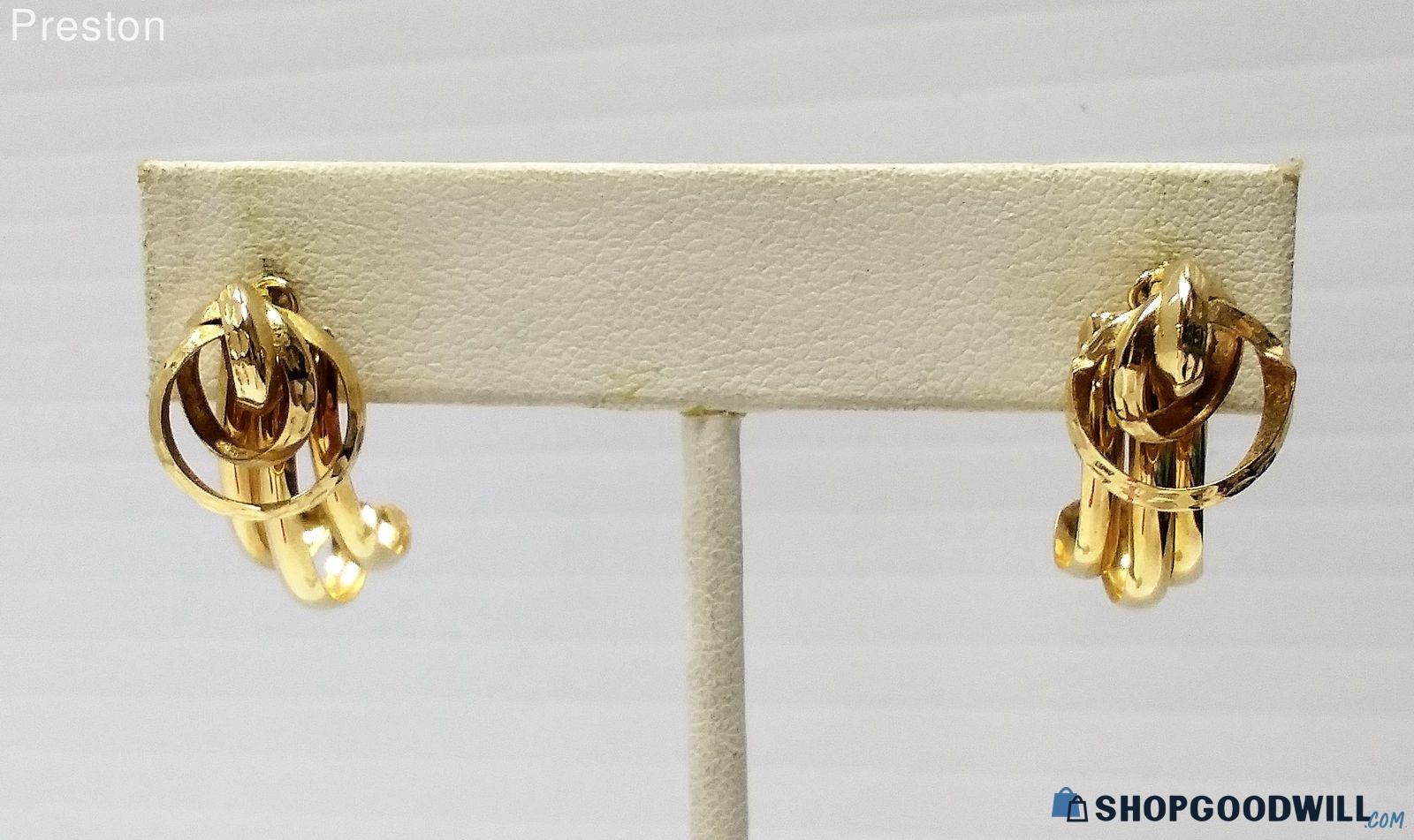 2.0g Signed CJI 14K Yellow Gold Interchangeable Stud Earrings ...
