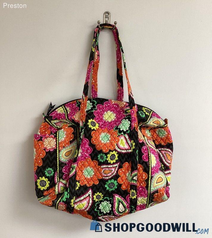 Vera Bradley Ziggy Zinnia Large Duffle Bag Floral Print Outside Zipper ...