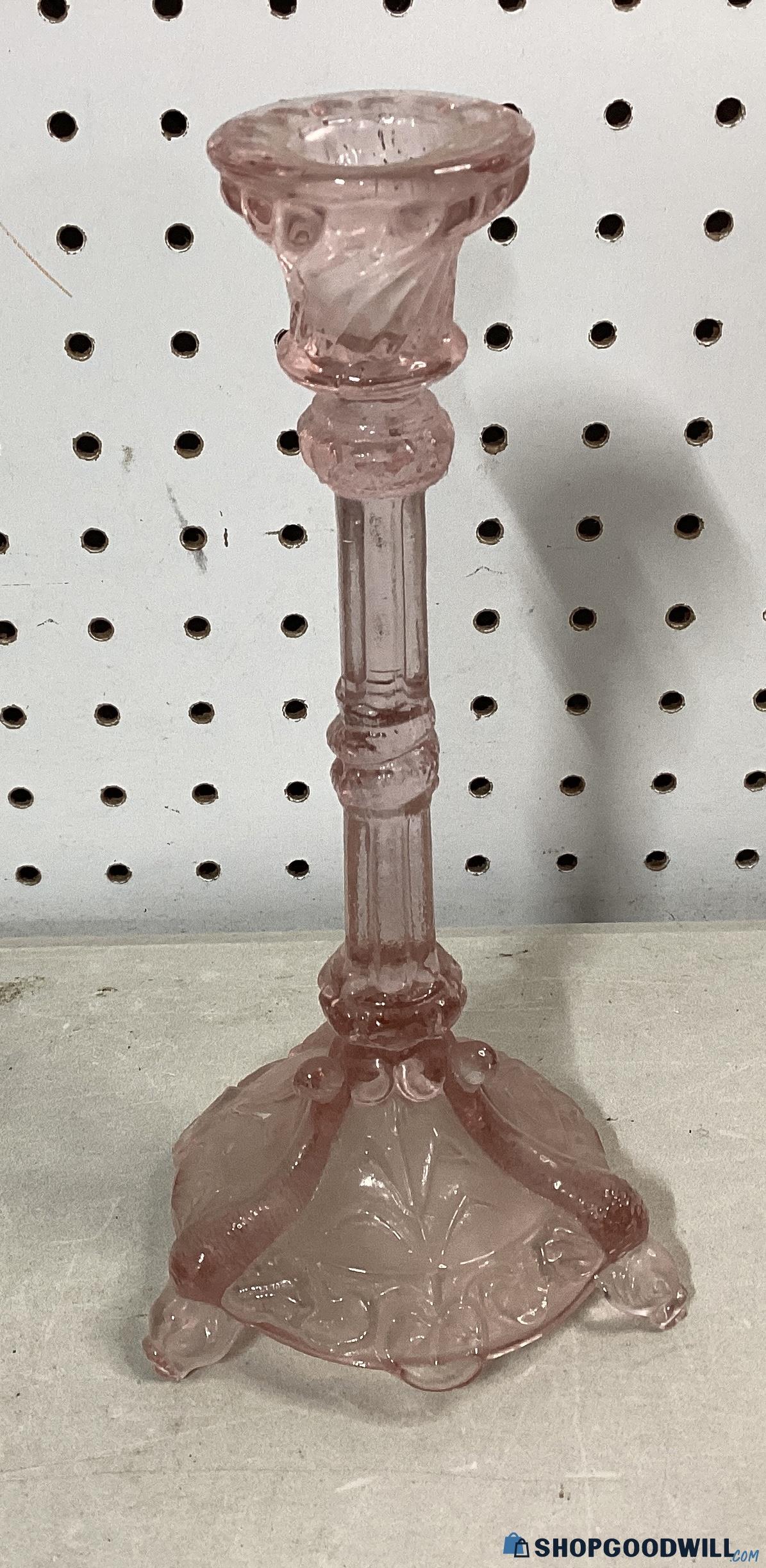 Portieux Vallerysthal Barnards Art Glass Pink Dolphin Candlesticks ...