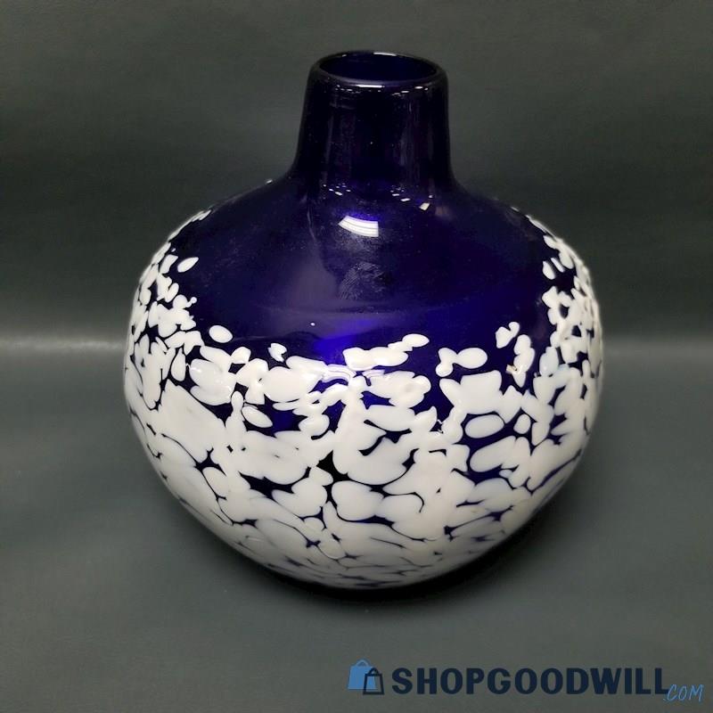 Wimberley Glass Works Tx Hand Blown Cobalt Blue Rounded Globe Vase 6 ...