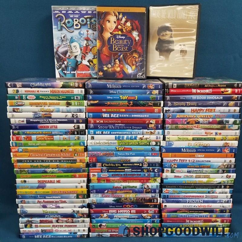 80+ Kids Movies! Disney Family Children's Dvds Lot! Bulk Media ...