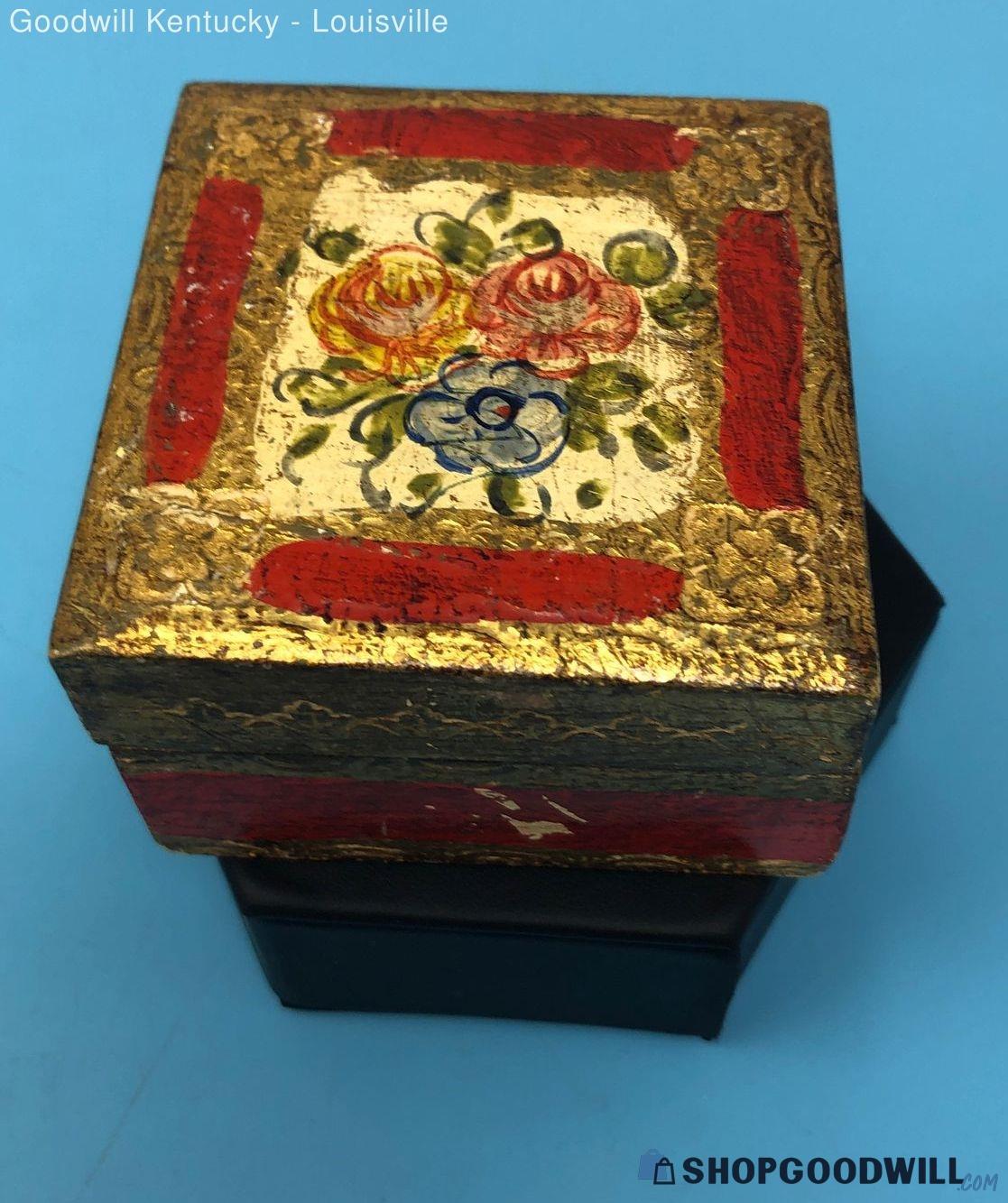 Vintage Florentia Hand Made In Italy Wooden Hand Painted Jewelry Box ...