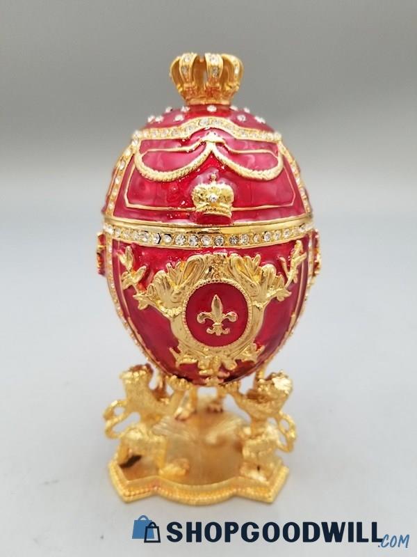 Faberge Egg 24k Gold Lion Fabergé Trinket 4ct Swarovski | ShopGoodwill.com