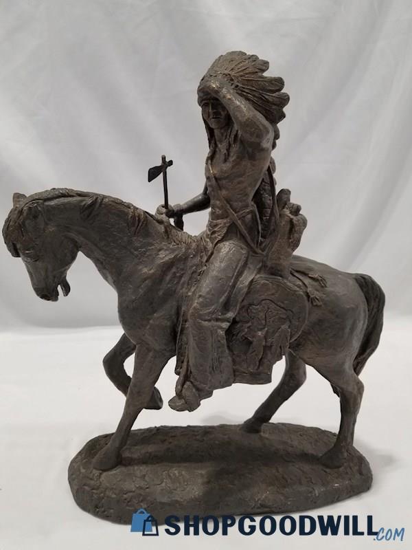 A Daniel Monfort Original Sculpture War Chief On Horse - shopgoodwill.com