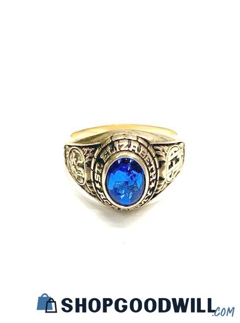 Jostens 10k Yellow Gold Blue Spinel Elizabeth Academy School Ring Sz 7 ...