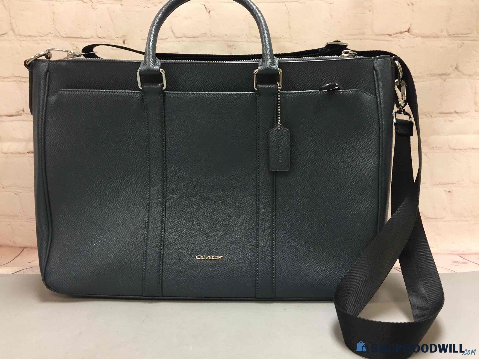 Coach Dark Navy Leather Briefcase/Laptop Shoulder Bag - shopgoodwill.com