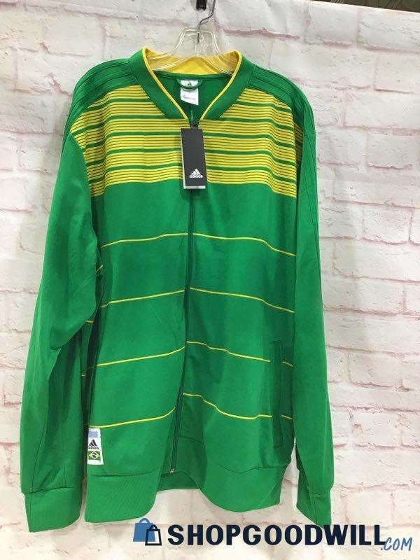 Men's Adidas Green/yellow Soccer Zip Up Jacket Size 2xl New With Tags ...