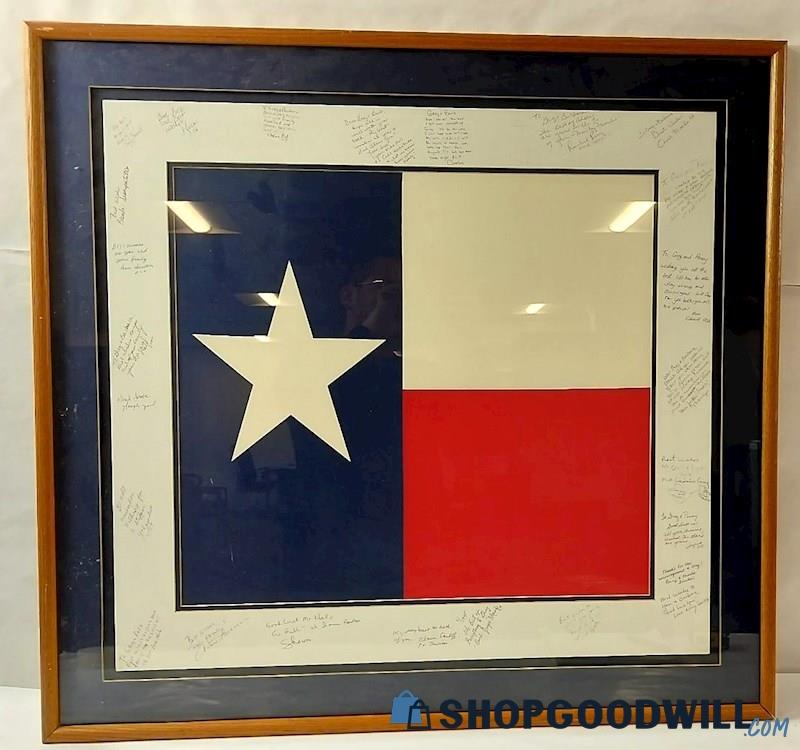 Used Texas Flag With Double Mat 