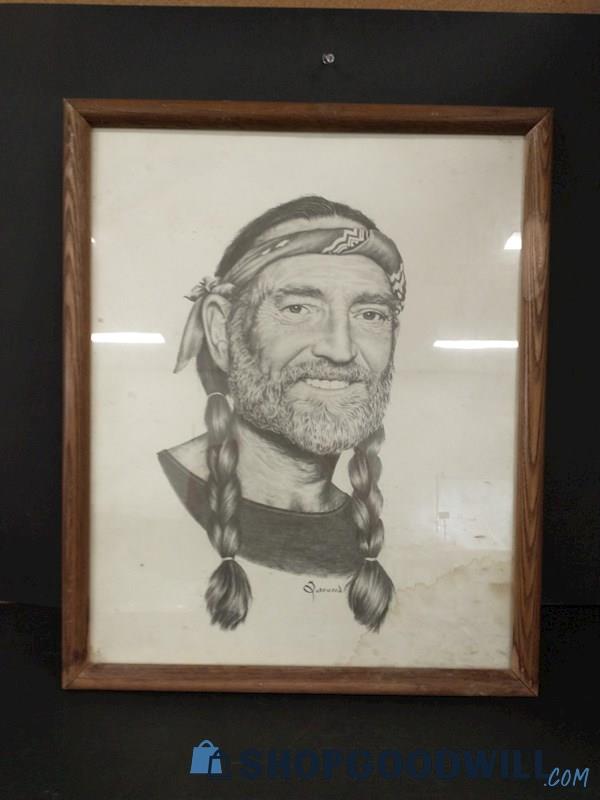 Pencil Art - Hand-drawn Picture Of Willie Nelson | ShopGoodwill.com