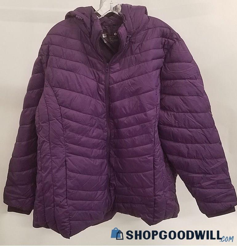 Xersion Women's Purple Quilted Full Zip Hooded Puffer Jacket Size 3X ...