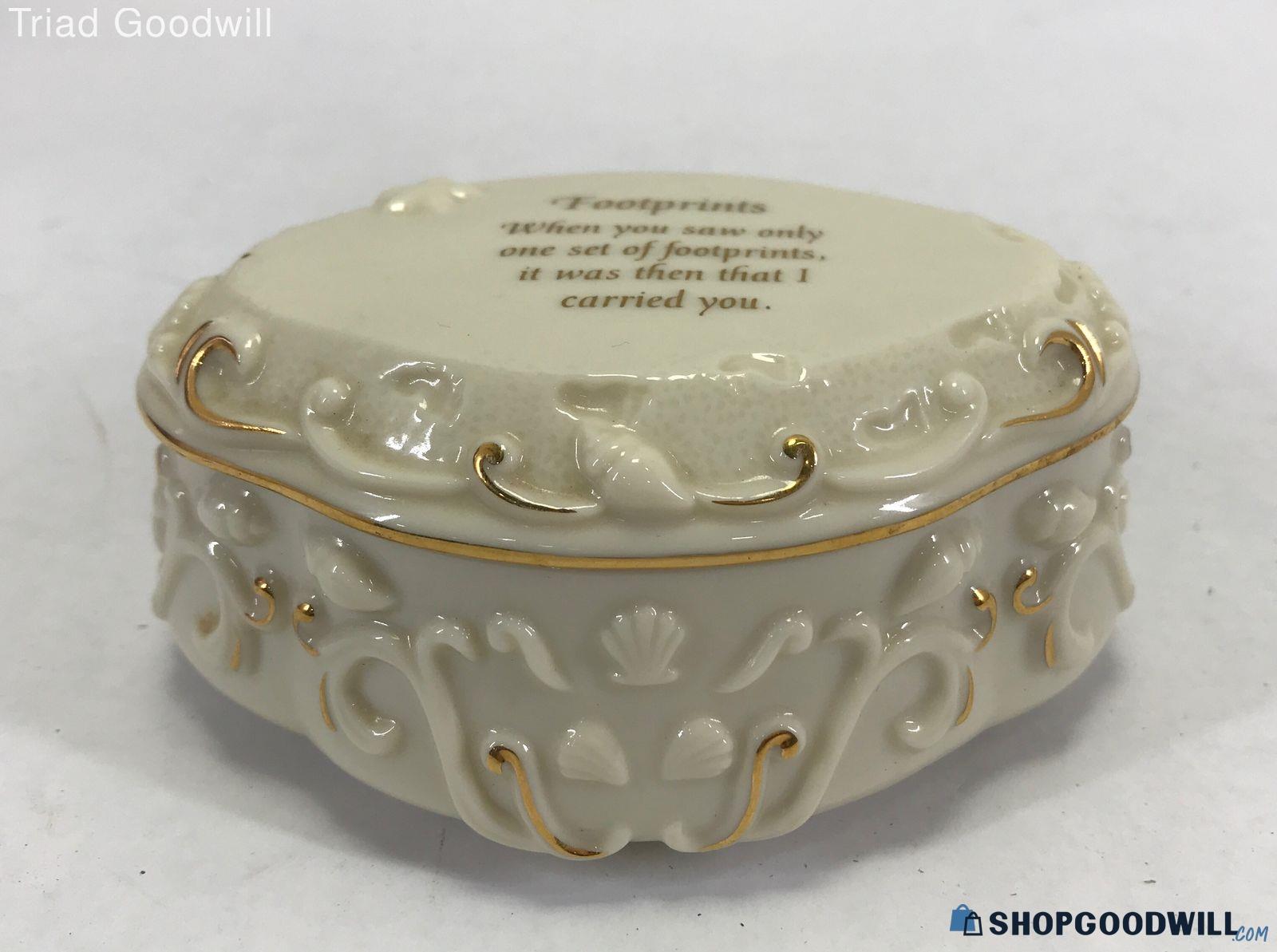 Lenox Footprints Fine Porcelain Musical Trinket Box | ShopGoodwill.com