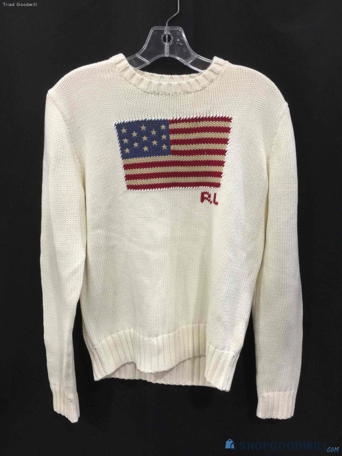 Ralph Lauren Polo American Flag Sweater Mens Lg