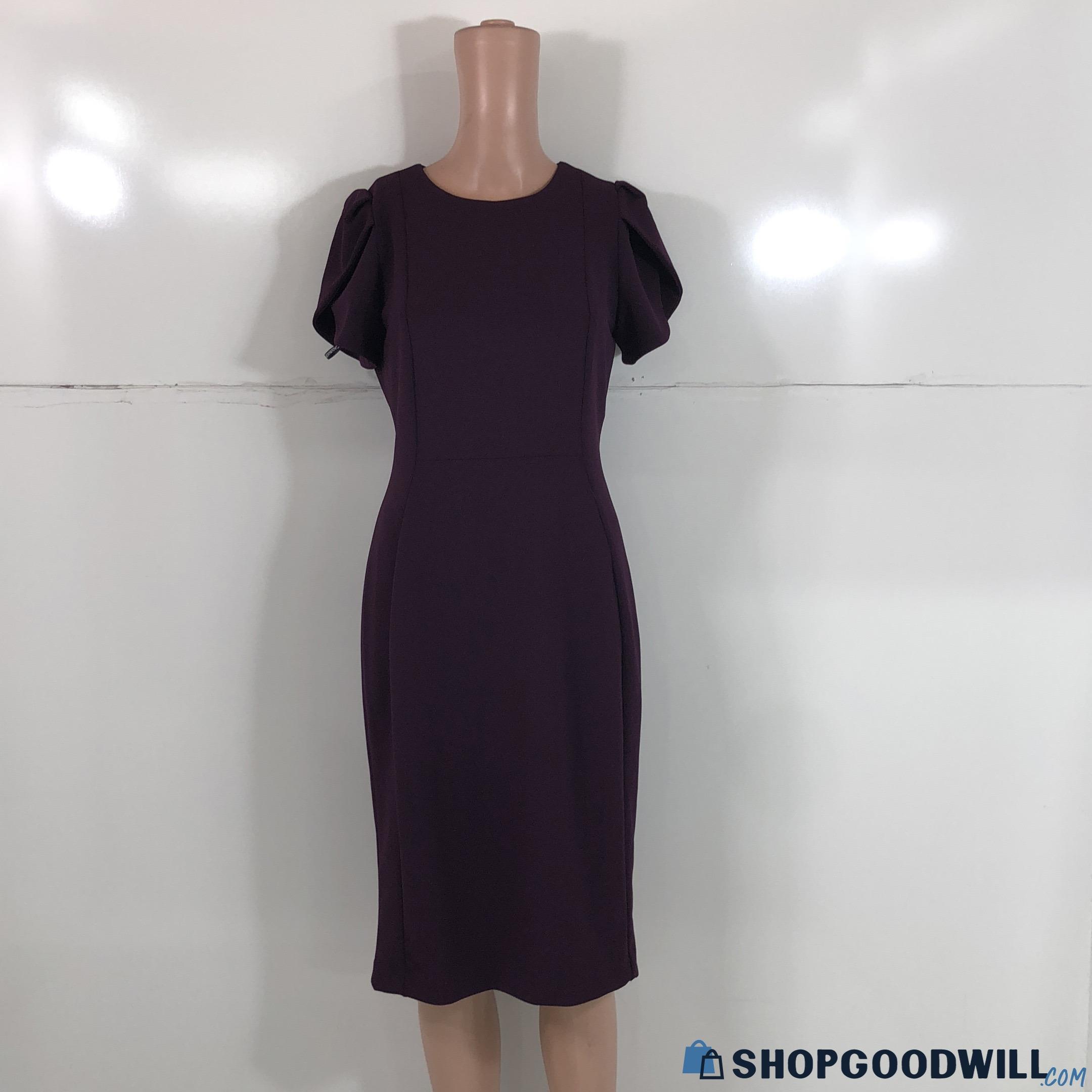 Calvin Klein Womens Purple Short Sleeve Round Neck Bodycon Dress Size 4