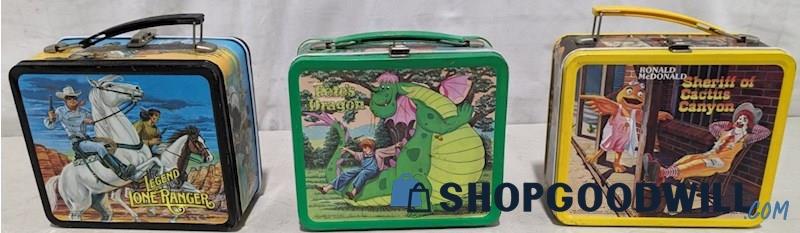 3 1980s Aladdin Metal Lunchboxes With Thermos Lone Ranger Mcdonalds ...