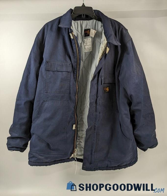 Carhartt Navy Blue Flame Resistant Coat Size Unknown | ShopGoodwill.com