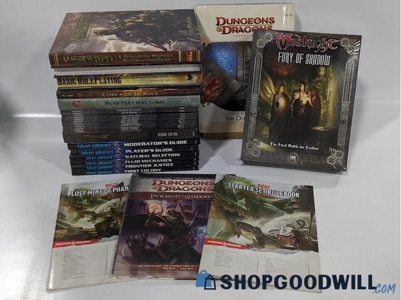 Assorted Role Playing Game Books Midnight Blue Planet Dungeons ...