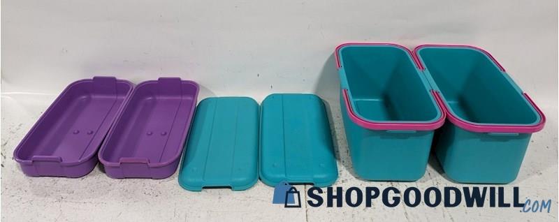 2 Eagle Craftstor Craft Sewing Totes Storage System Organizer Teal ...