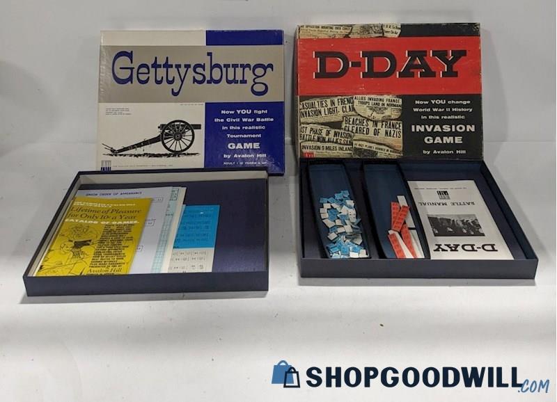 Avalon Hill Vintage 1964 Gettysburg Civil War Battle 1961 D-day ...