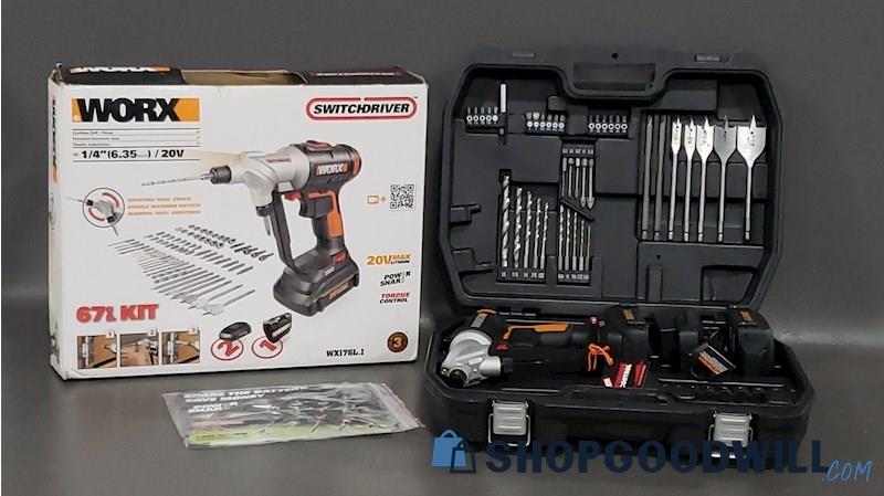 Worx WX176L.1 Switchdriver 67 PC 20V Cordless Drill & Driver Sealed ...