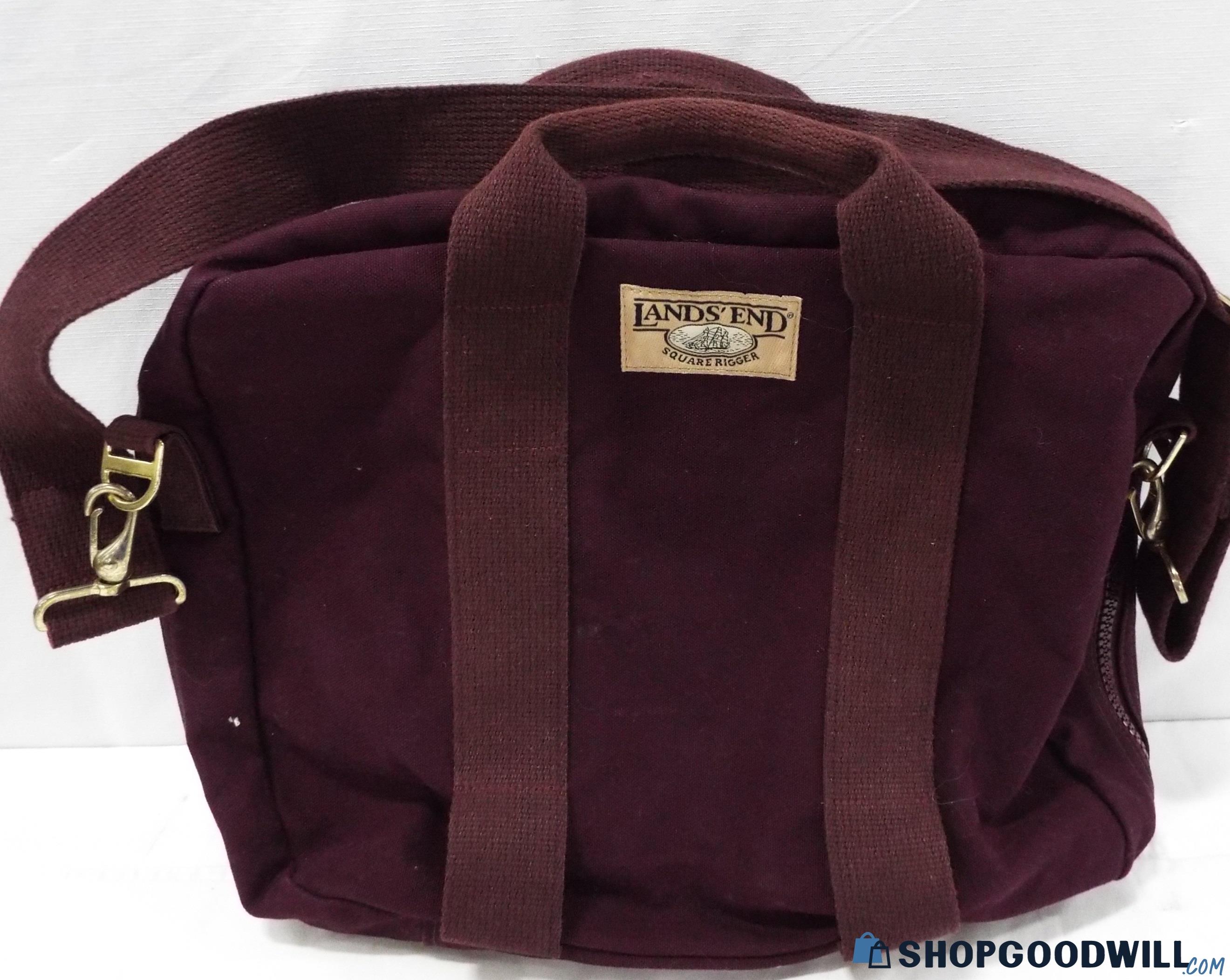 Lands' End Burgundy Canvas Tote Bag/Briefcase - shopgoodwill.com