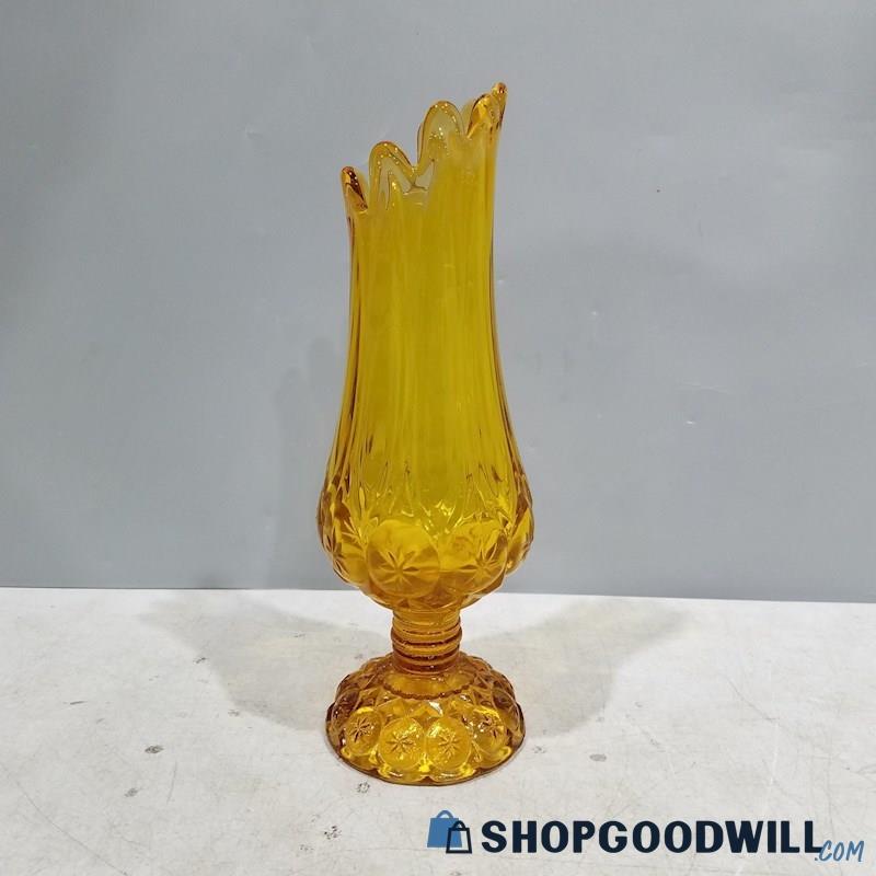 Vintage Kanawha Swung Vase Moon & Stars Pedestal Amber | ShopGoodwill.com