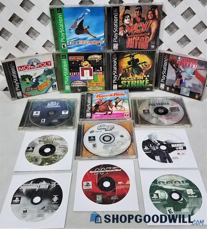 Grab Bag of 15 Orig PlayStation PS1 Games, Various Genres; 7 are CIB ...