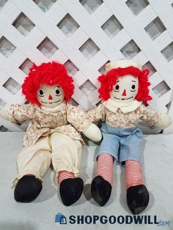 Vintage Raggedy Ann & Andy Cloth Dolls 