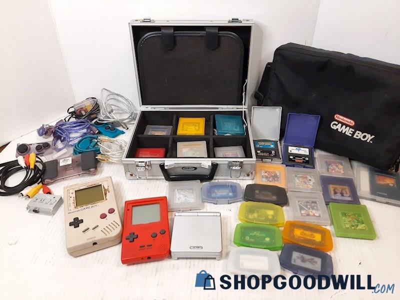 Nintendo Game Boy Lot Ft Original Advance Sp W/ Pokemon Gold + Fire ...