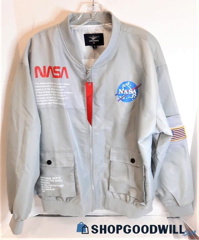 Asstseries Militare Gray NASA Bomber Jacket Men's Size Large ...