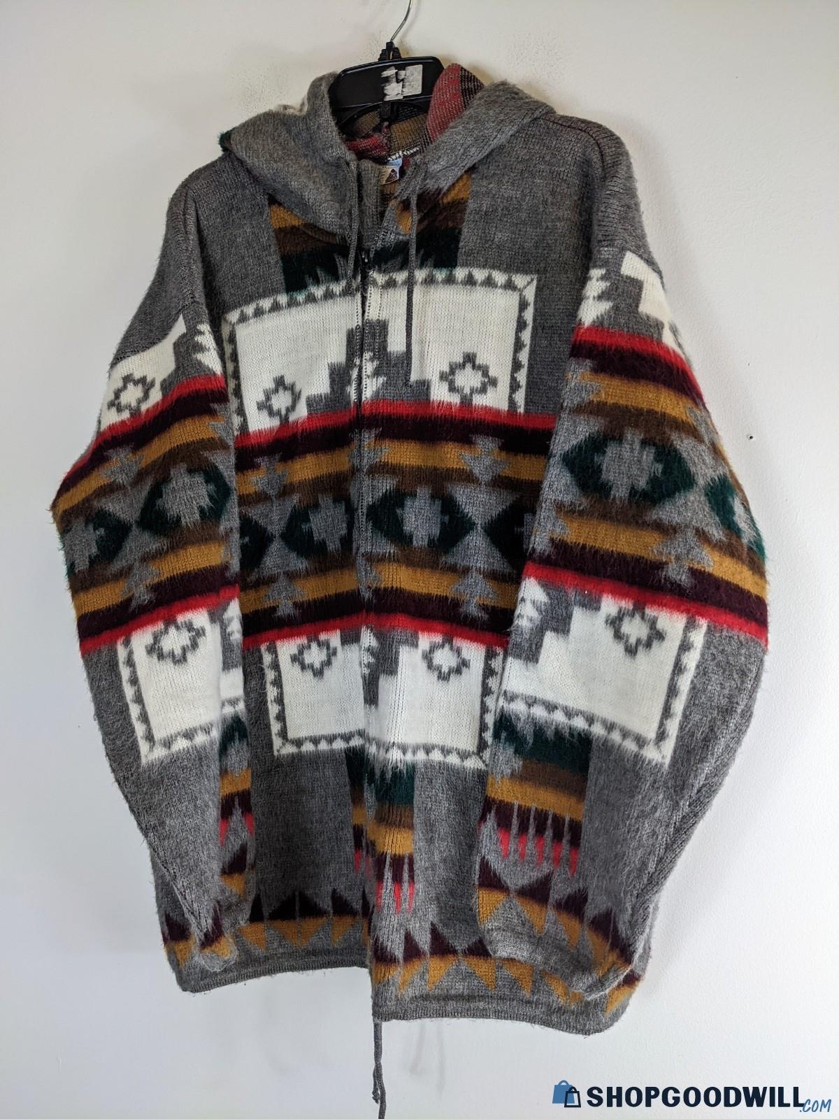 Artesanias Aztec Wool Zip Up Jacket Size XL - shopgoodwill.com