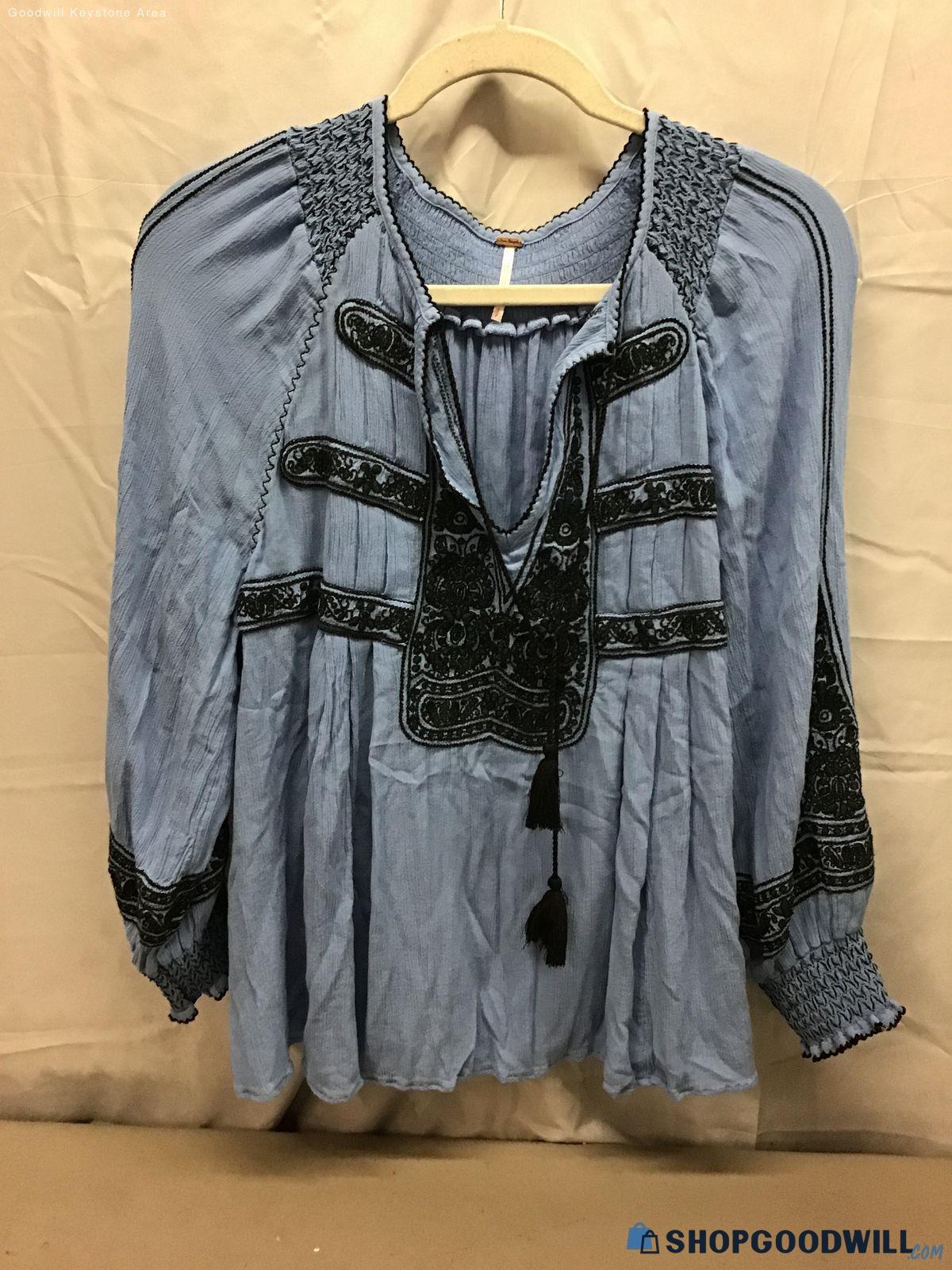 Free People Shirt, Blue, Sz S/P - shopgoodwill.com