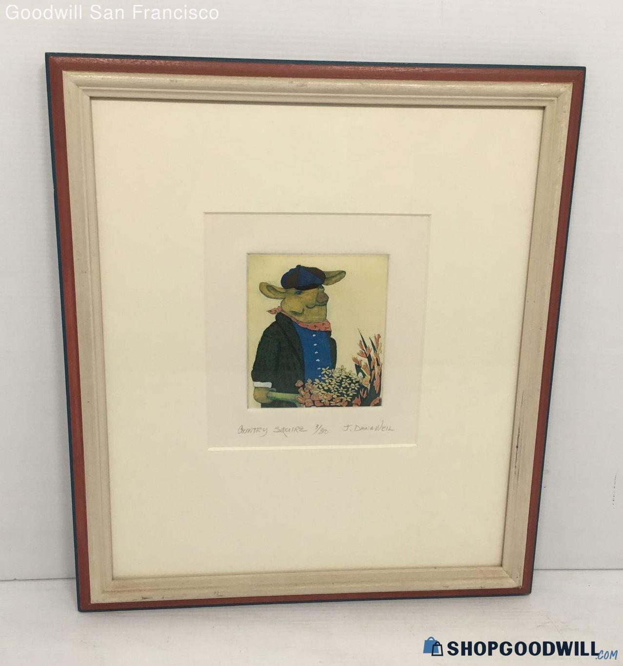 Hand Colored Etching Signed J. Dana Weil Ed 3/50 Titled Country Squire ...