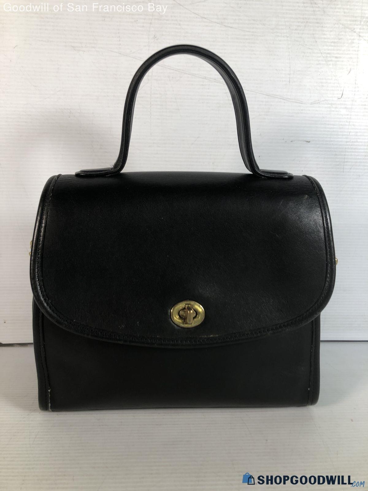 Vintage Coach Womens Manor Handbag Black Leather Adjustable Strap ...