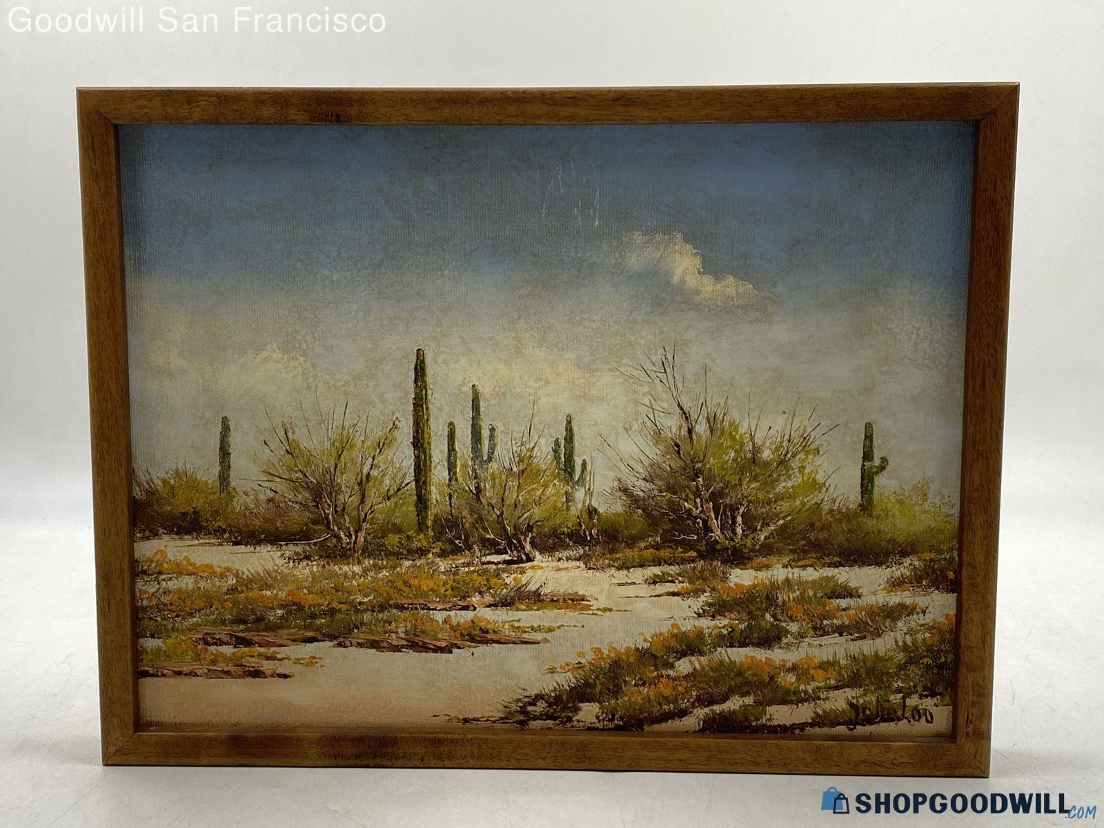 Vtg John Loo Signed American Southwest Scrubland Desert Landscape Oil ...