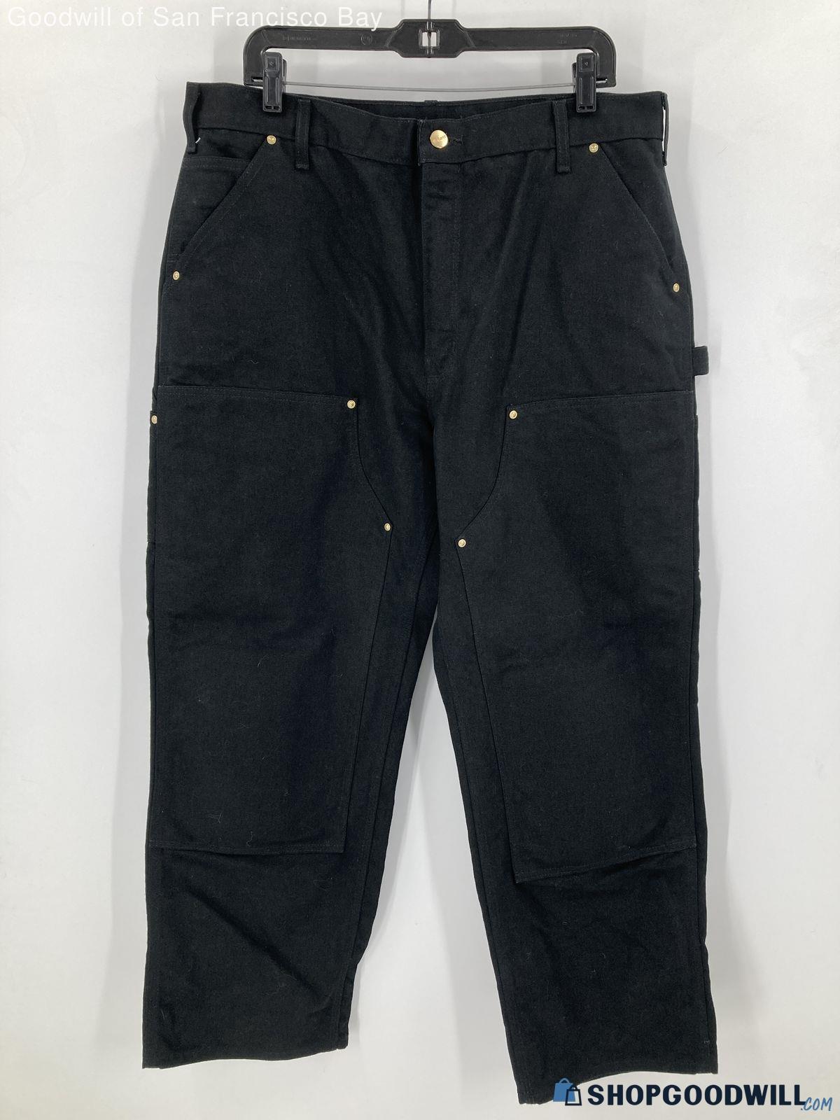 Carhartt Mens Black Cotton Loose Original Fit Button Carpenter Pants ...