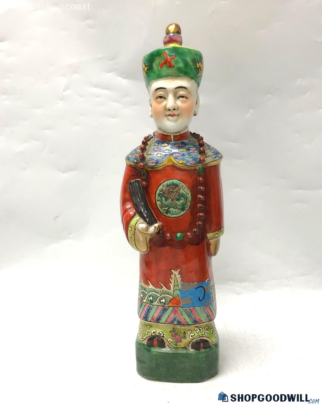 Vintage Hand Painted 14 Inch Porcelain Chinese Emperor Figurine ...