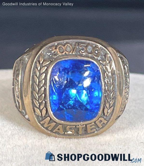 Jostens 10k Gold Blue Spinel Master Vintage Ring Size 10 (18g ...