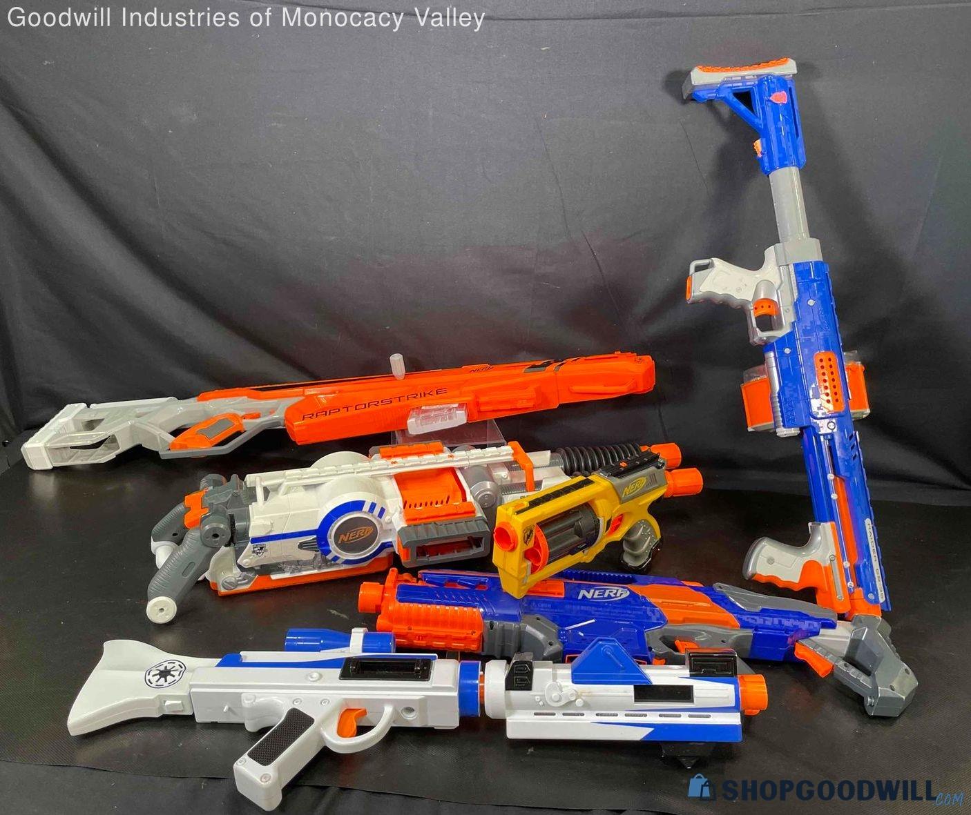 Lot Of Assorted Nerf Guns, N-strike Raider, Rapid Strike CS-18, And ...