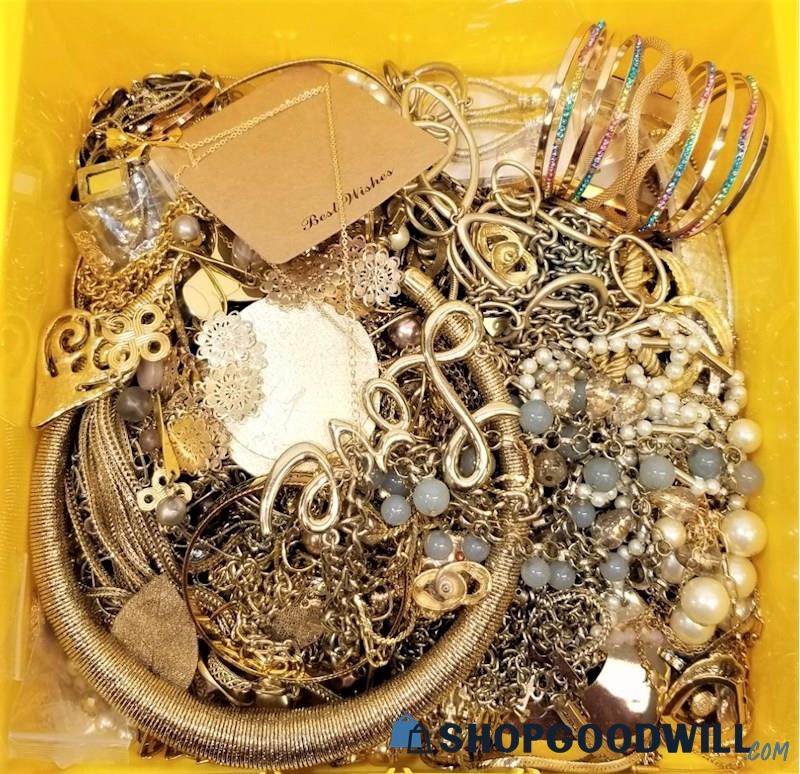 Gold Tone Costume Jewelry Bulk Lot - 11+ Lbs - shopgoodwill.com