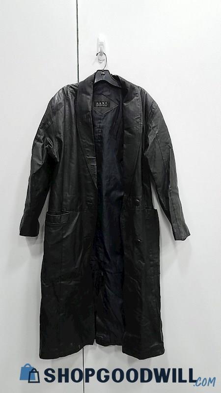 DANY Men's Black Leather Trench Coat Size M - shopgoodwill.com
