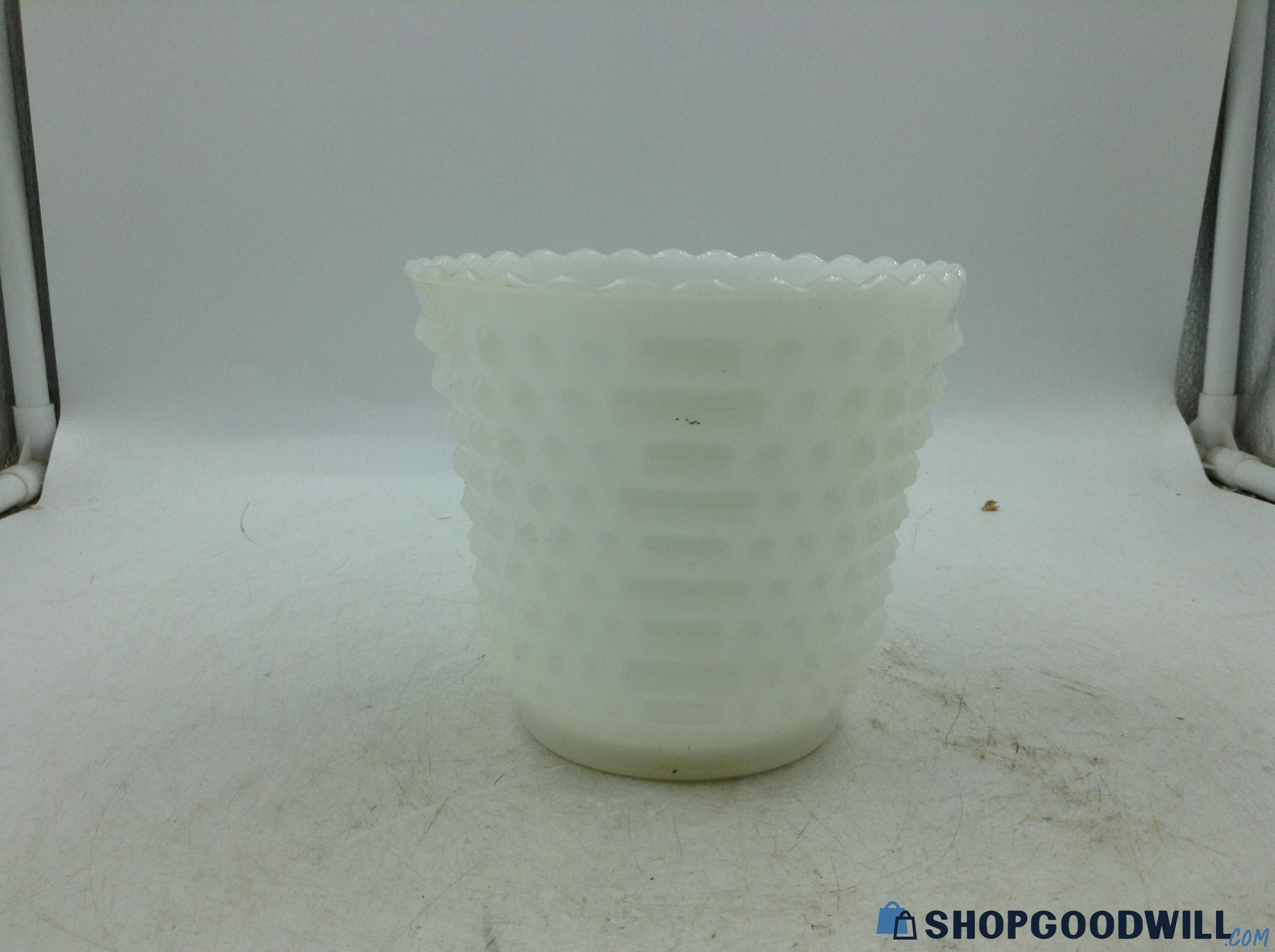 Fire King Hobnob Milk Glass Candle Holder