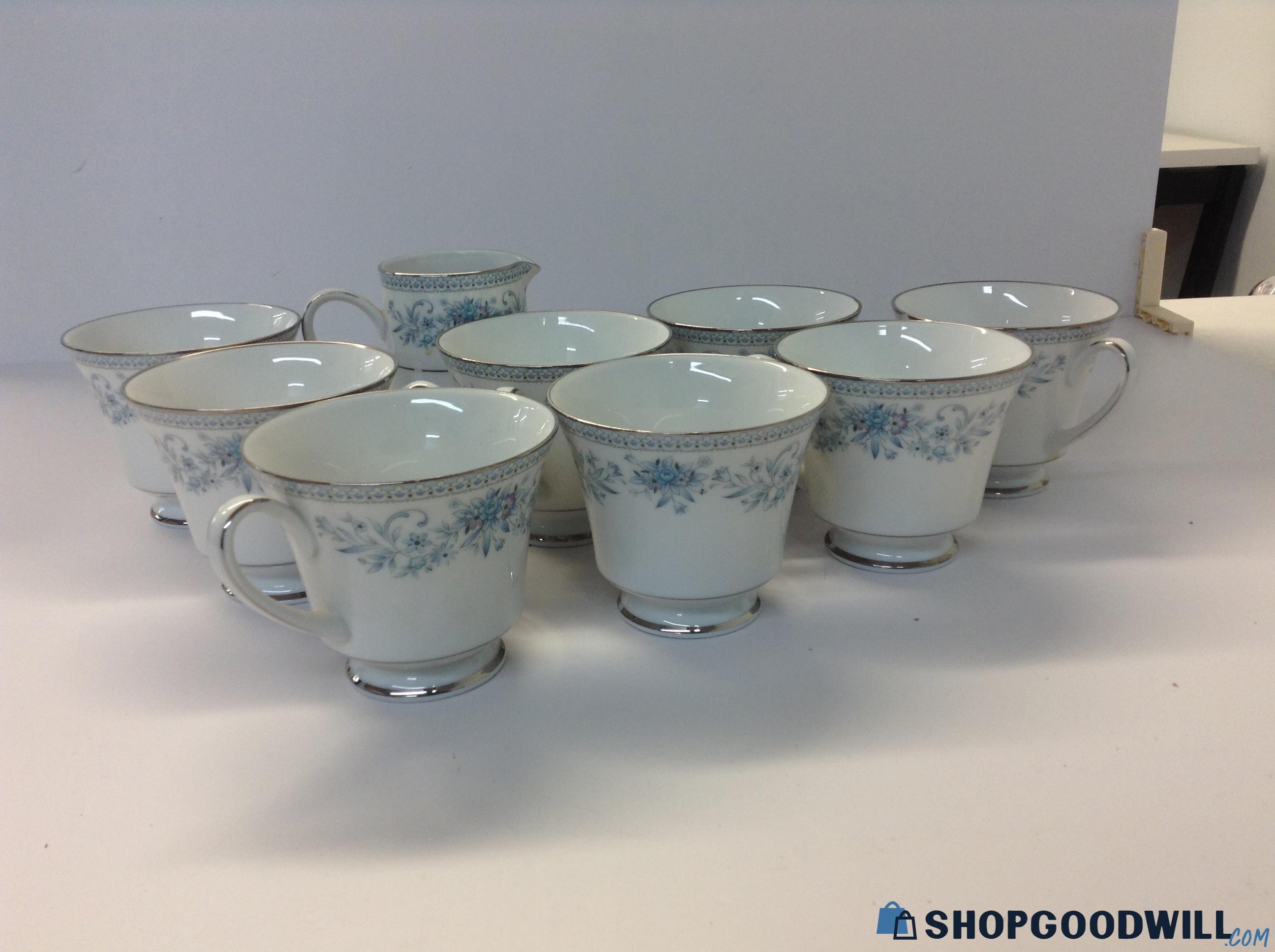 Noritake Blue Hill 2482 Contemporary Teacups Creamer Jar 8pzs