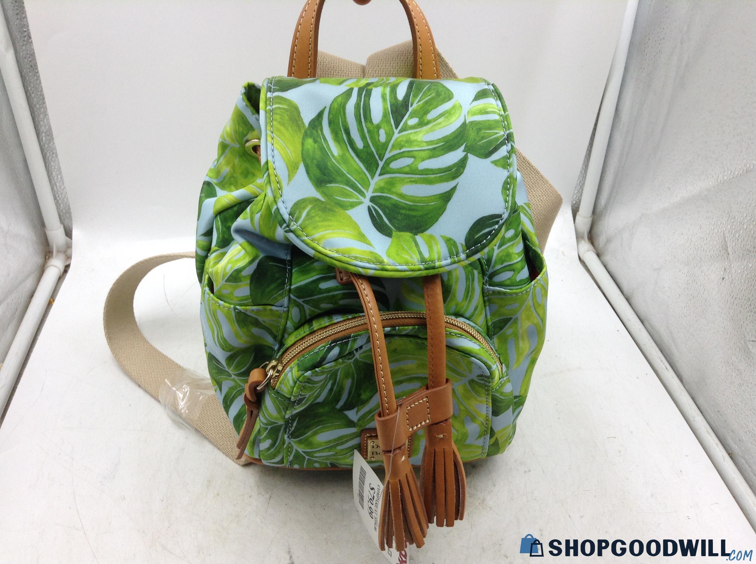 Dooney and Bourke tropical palm leaves theme small backpack ...