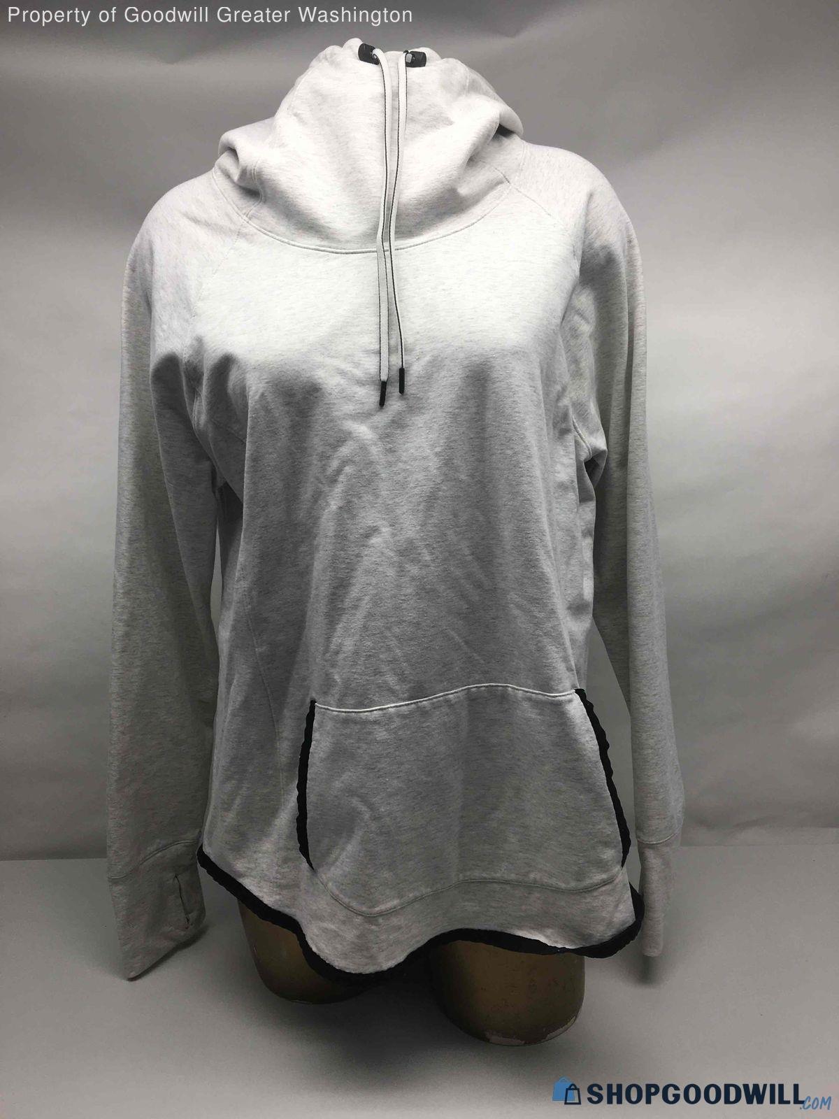 Athleta Women's Light Gray Pull Over Hoodie With Front Pouch Pocket ...