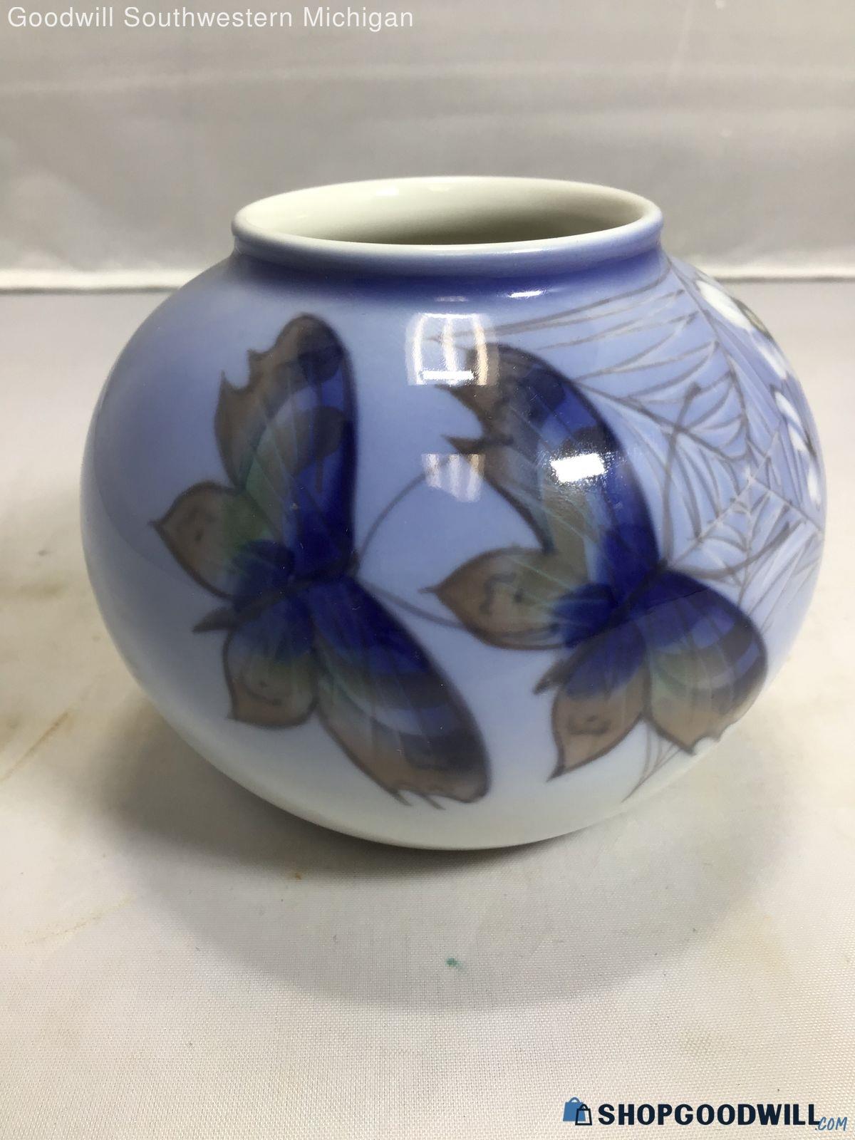 Vintage Royal Copenhagen - Butterflies, Flowers and Spider Web Vase 814 ...