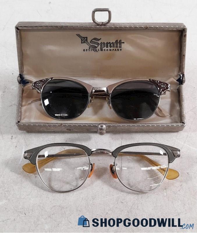 Two Artcraft 12k Gold Frame Prescription Glasses For Frames W One Case   B101a394 2ab5 4d8a A05a D343ccce5764auer 01031 