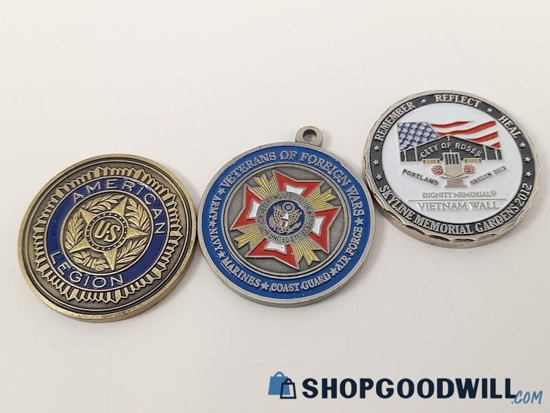 3 Piece Us Veteran Challenge Coins 