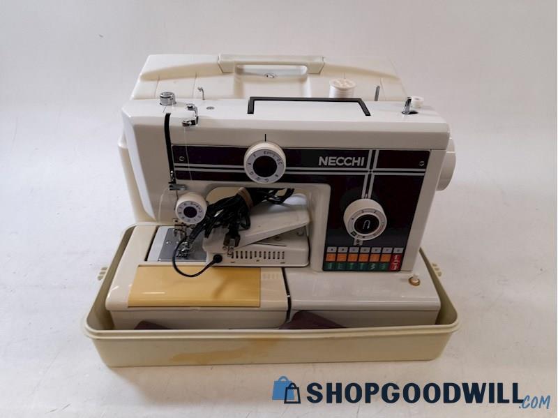 Necchi Model 523 Sewing Machine W/ Case & Foot Pedal