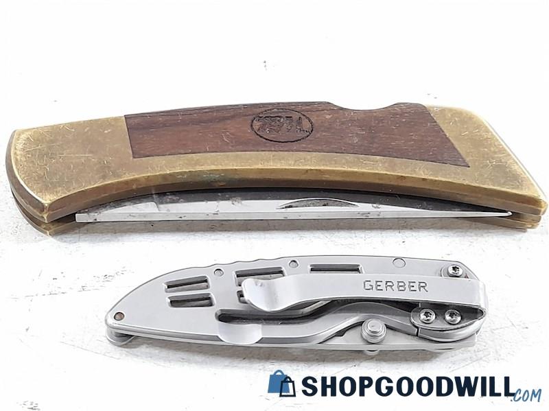 2 Folding Gerber Knives - Buck Knife, Survival Knife | ShopGoodwill.com