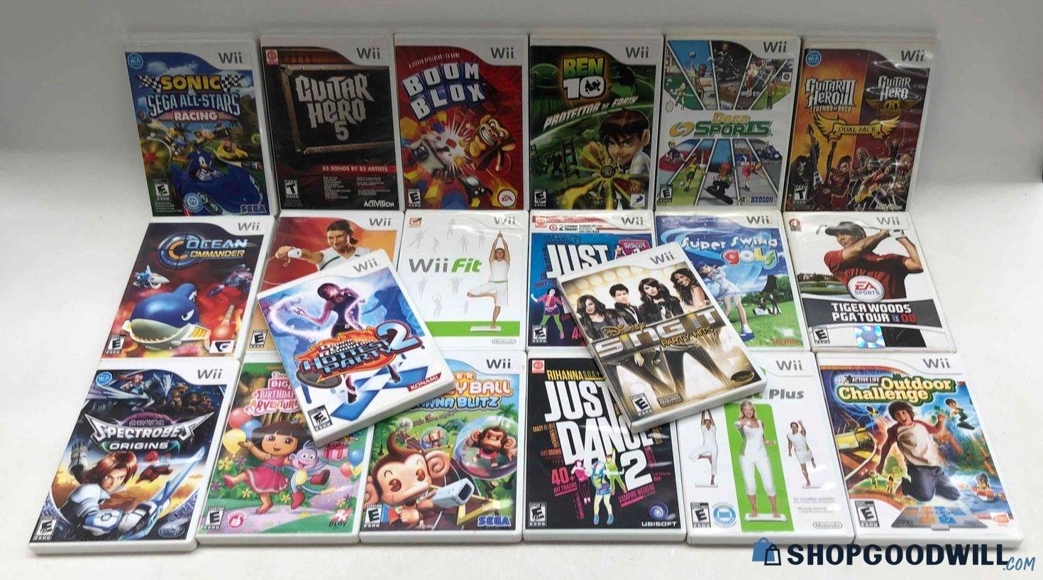 Lot 20pcs Nintendo Wii Games Guitar Hero5 Sonic Sega All-stars Racing+ 